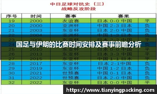 国足与伊朗的比赛时间安排及赛事前瞻分析